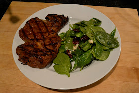 (this is Trader Joe's Spinach Salad with Cranberries and Blue Cheese. Yum. )