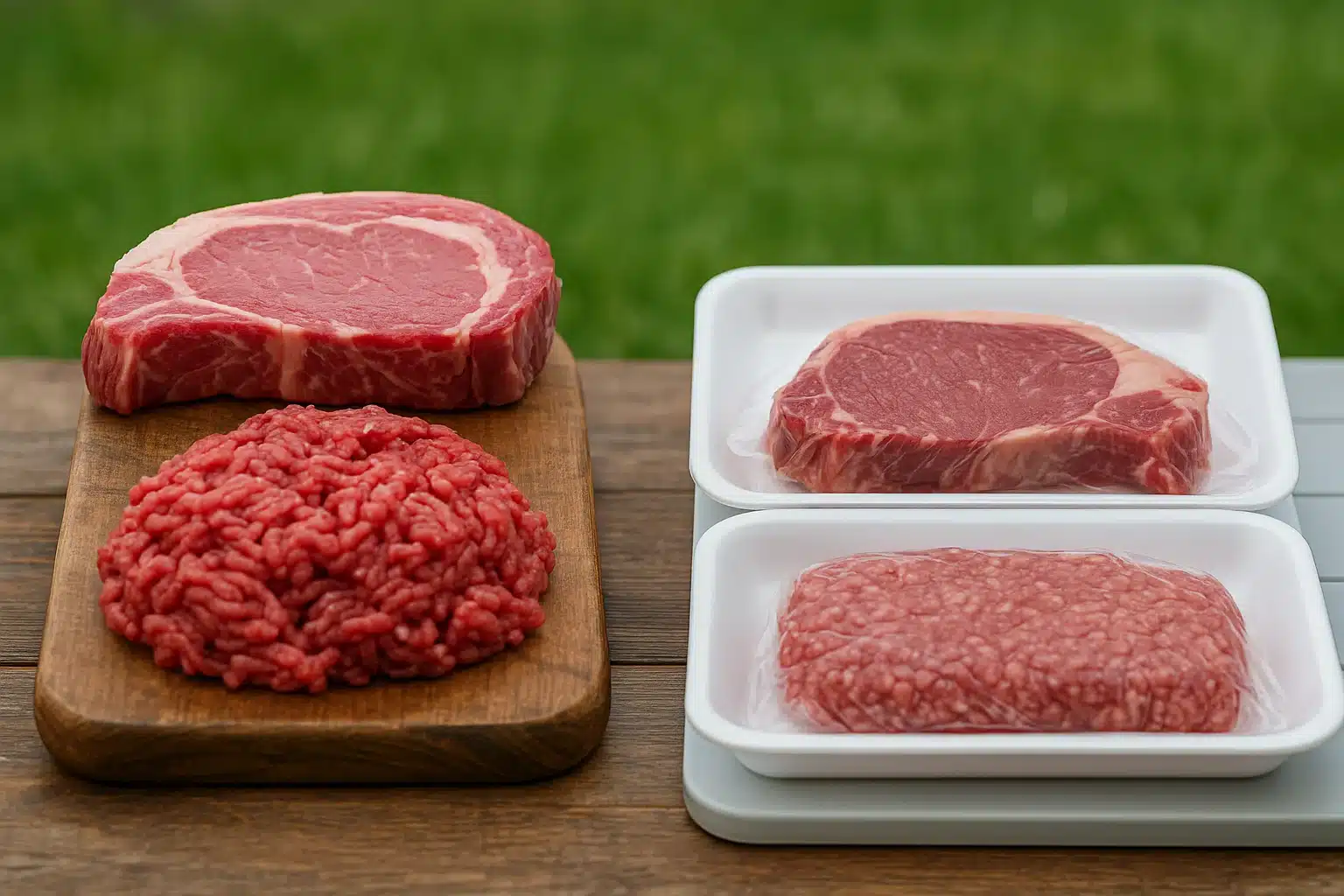 Fresh farm beef vs supermarket meat comparison